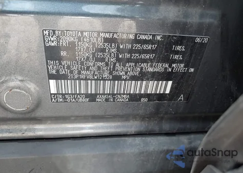 2020 Toyota Rav4 Xle from USA, damaged, VIN 2T3P1RFV8LW121328